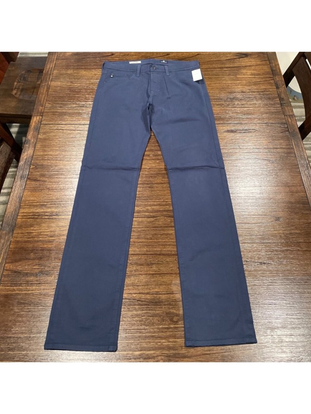 AG Matchbox Slim Straight Chino Pant Mens 32x35 Navy Blue Trouser Stretch Office